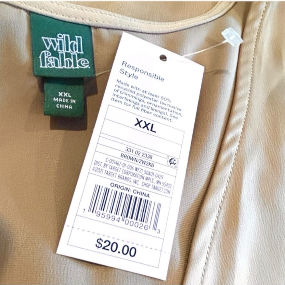 ☀️ Wild Fable NWT Satin Tie-Front Peplum Blouse XXL - Picture 5 of 6